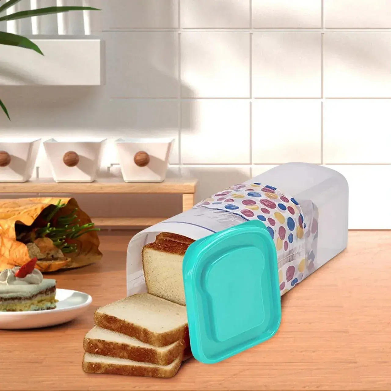 Cutie Depozitare Paine, din Plastic, 34 x 13 cm, Pastreaza Prospetimea, Capac (6)