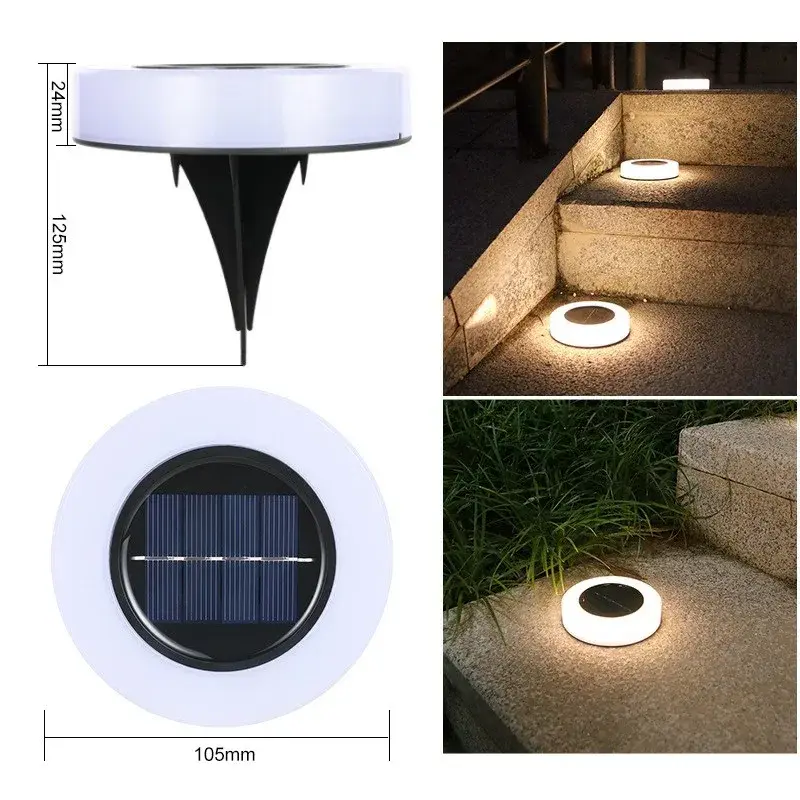 Lampa solara LED, sub forma de cerc, pentru gazon sau gradina, Rezistenta la apa, Alb cald (6)
