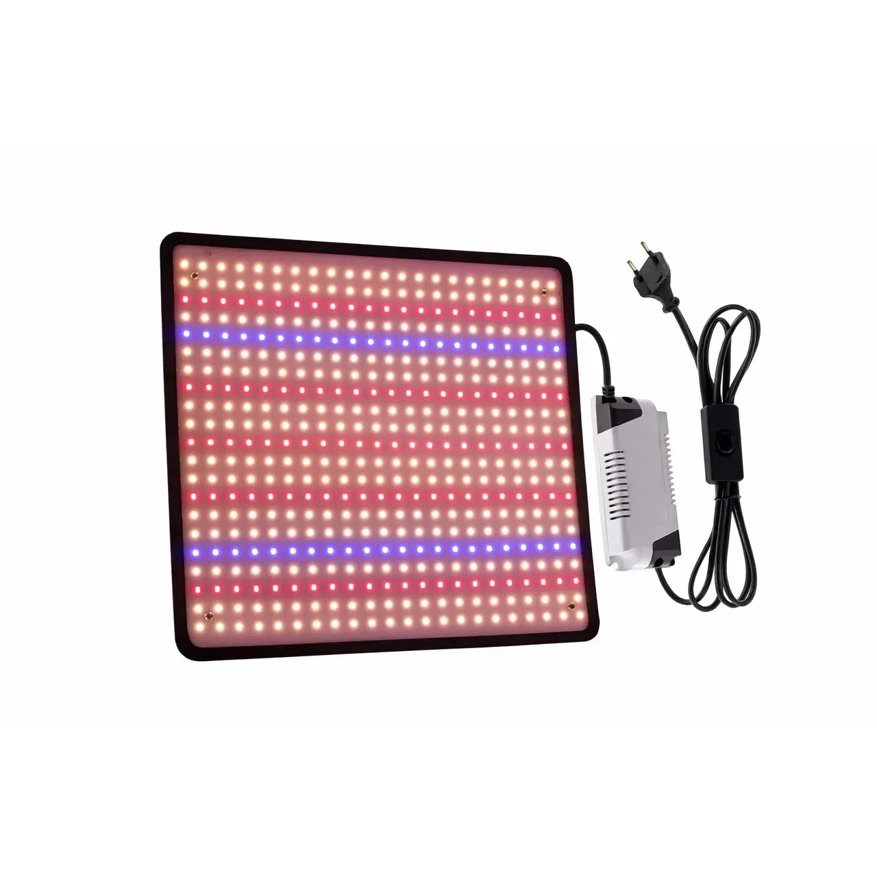 Lampa Crestere Plante, Model Keel Edge, 500 LED, 85-265 V, 45 W, Spectru Alb Cald, Rosu si Albastru, 30 x 30 cm, Negru