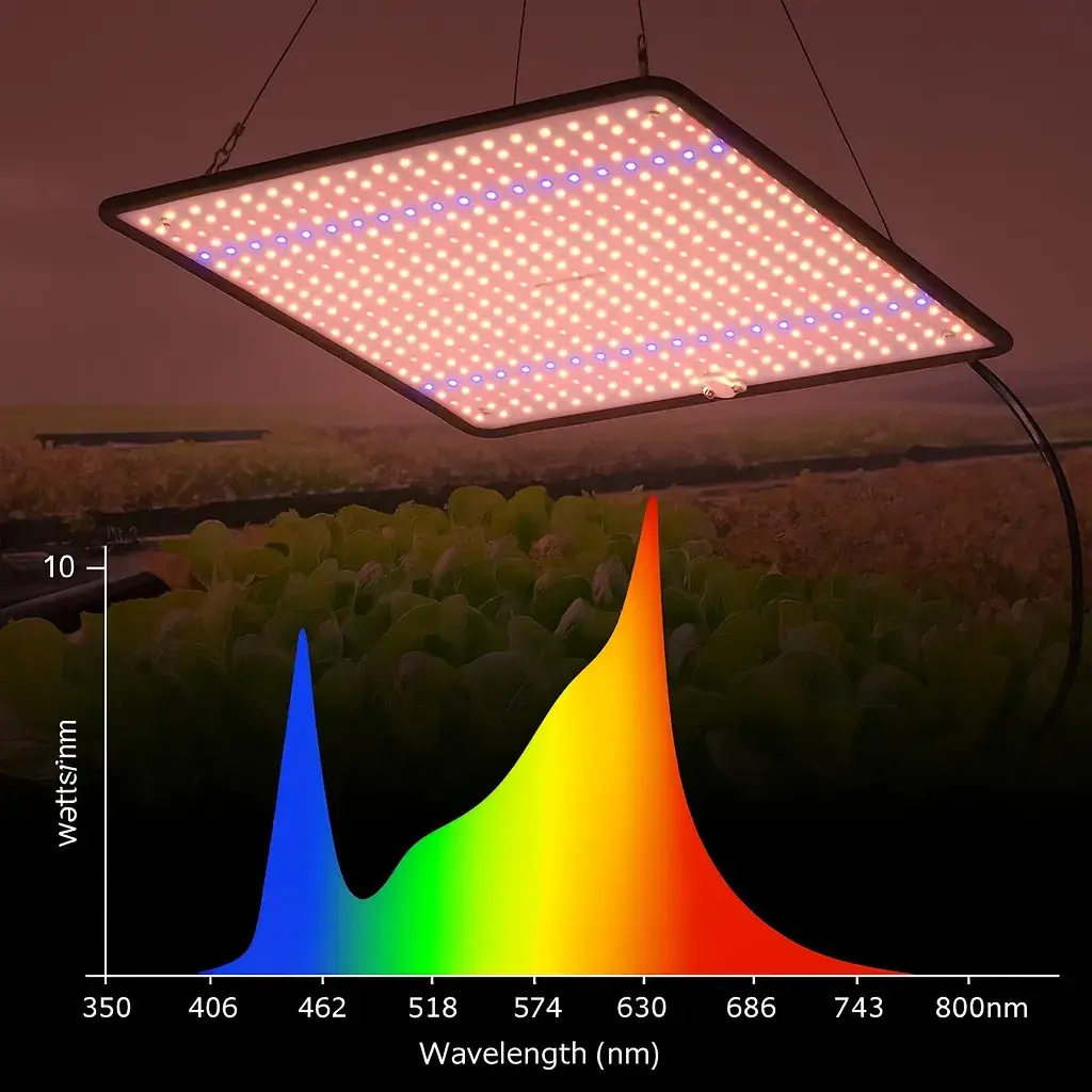 Lampa Crestere Plante, Model Keel Edge, 500 LED, 85-265 V, 45 W, Spectru Alb Cald, Rosu si Albastru, 30 x 30 cm, Negru (3)