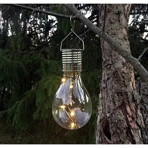 Lampa Solara LED Decorativa sub forma de Bulb, pentru exterior, suspendata, IP65, Ultron Transparent, lumina calda (3)