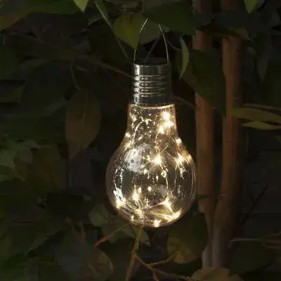 Lampa Solara LED Decorativa sub forma de Bulb, pentru exterior, suspendata, IP65, Ultron Transparent, lumina calda (6)