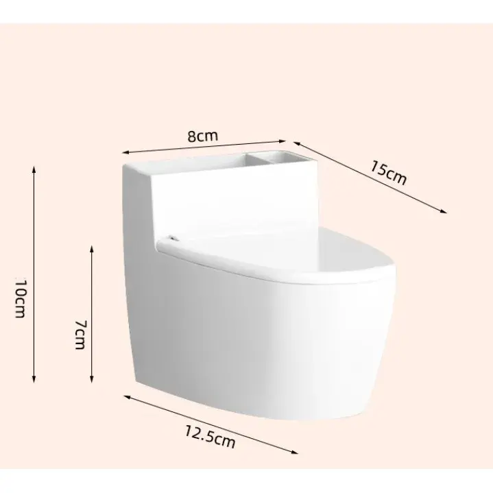Scrumiera creativa, Forma de Toaleta, Capac Alb, Material ABS si Otel Inoxidabil, 12.5 x 10 x 8 cm, Fixare prin Lipire sau De Sine Statator, pentru Baie, Camera, Bucatarie, Balcon, Alb, model 2 (2)