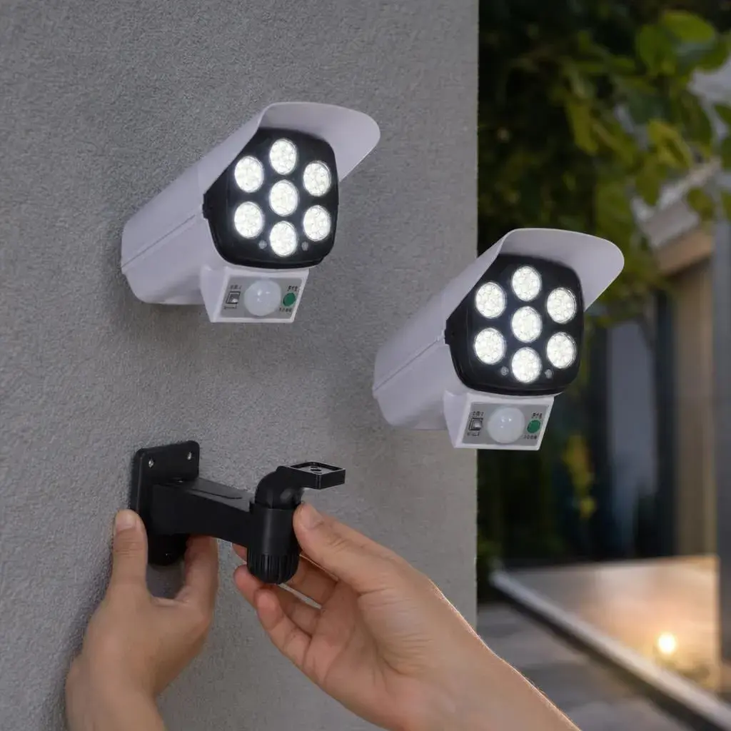 Lampa Solara, Model Imitatie Camera de Supraveghere, Alimentare Solara, Iluminare pentru Exterior, pentru Gradina, Curte si Terasa (4)