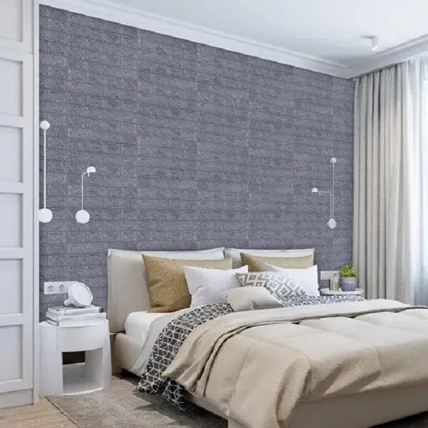 Set 10 Placi Tapet 3D, 70 x 77 cm, Grosime 3 mm, din Polietilena, Model Caramida, Suprafata acoperita 5.3 mp, Argintiu (3)