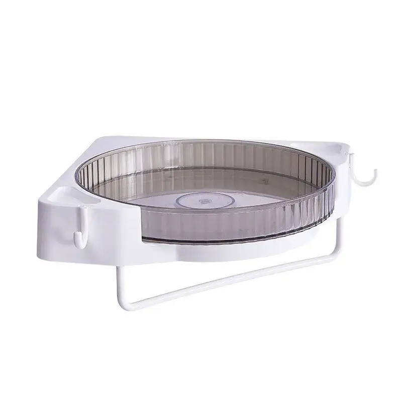 Suport Depozitare, din Plastic, Rotativ 360 grade, Montare fara Perforatii, pentru Baie/Bucatarie, Alb (6)
