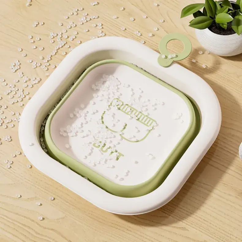 Cada Pliabila pentru Baie pentru Copii, Cadita pentru Bebelusi, Model Patrat pentru Fundulet, Verde, 30x30x3.5 cm, 3.5 L (6)